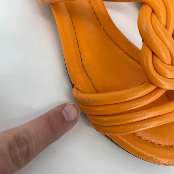 Alexandre Birman Knot‎ Leather Slides Sandals Orange Size 37 EU 6.5 US